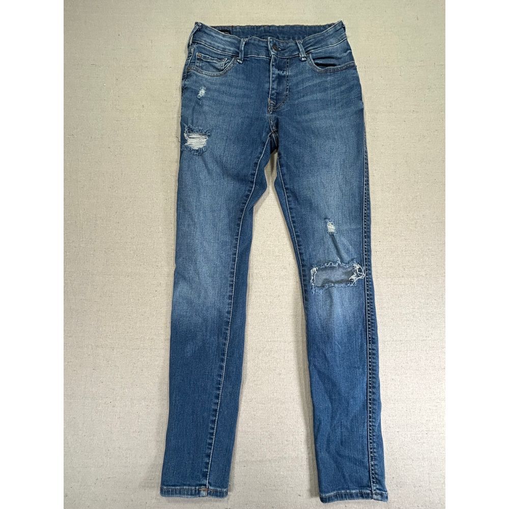 True Religion Women's 27 Jennie Curvy Mid Rise Skinny Distressed Denim Jean‎